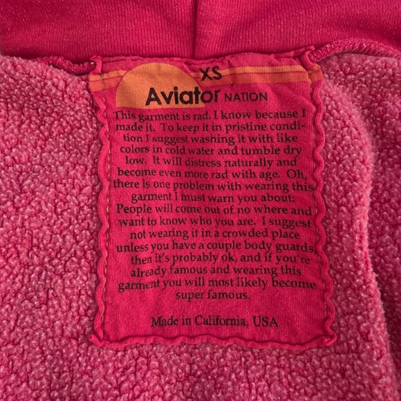 AVIATOR NATION Relaxed Pullover Hoodie Fleece Sweatshirt Athleisure Lounge Red - Picture 2 of 11